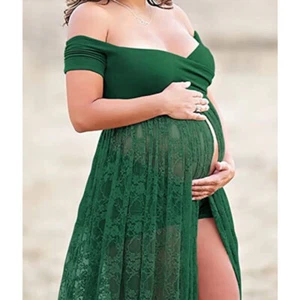 Pregnant Women Dress Float Tail Maternity Lace Gown For Photography Photo Shoot - Picture 1 of 34