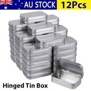 12PCS Metal Hinged Tin Box Container Blank Portable Small Storage Container Case - Picture 1 of 8