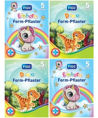 FIGO 20 Stück Kinderpflaster Formpflaster NEUHEIT Einhorn Dinosaurier Kinder Pflaster