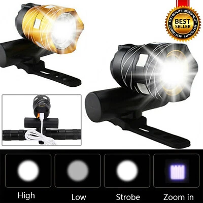 Faro delantero recargable de 15000LM LED MTB para bicicleta con cable USB Foto 1 de 4