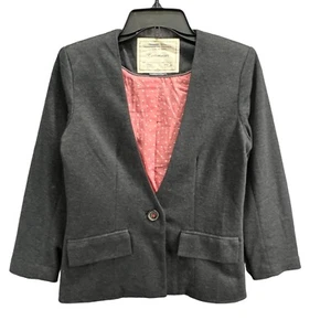 Anthropologie Cartonnier Blazer Womens XS Gray 1 Button Jacket Career Classic - Picture 1 of 15