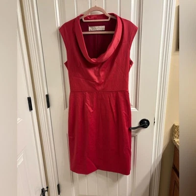 Vestido Vaina Lela Rosa Cuello Capucha Mezcla Lana Sin Mangas Talla 10 Profesional Foto 1 de 4