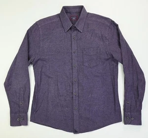 Camisa Untuckit Talla Mediana Para Hombres Franela Ciruela Manga Larga Logo Etiqueta Algodón Bolsillo - Imagen 1 de 9