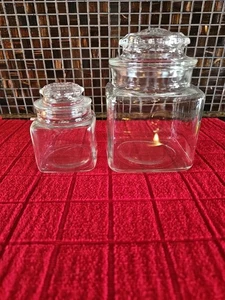 2lVintage 3.5” & 5.5" Apothecary Jars with Lids Glass (Lot Of 2) - Picture 1 of 13