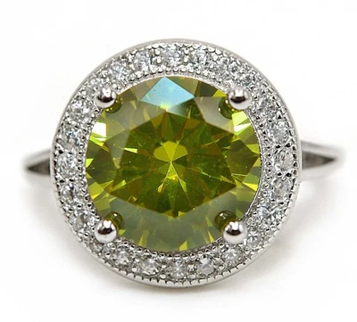 4CT Peridot & Topaz 925 Solid Genuine Sterling Silver Ring Jewelry Sz 8   - Image 1 of 3