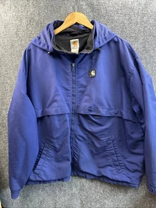 Chaqueta Abrigo Carhartt De Colección Para Hombres 4XL Azul Todo Clima Ventilada Con Capucha Cremallera Completa - Imagen 1 de 6
