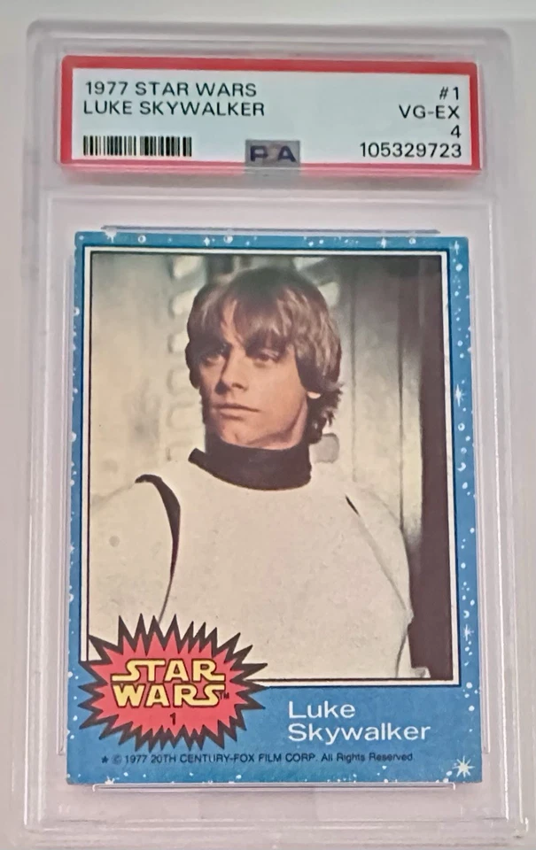 1977 Topps Star Wars Blue Series 1 Luke Skywalker RC #1 - PSA 4 VG-EX - Image 1 of 1