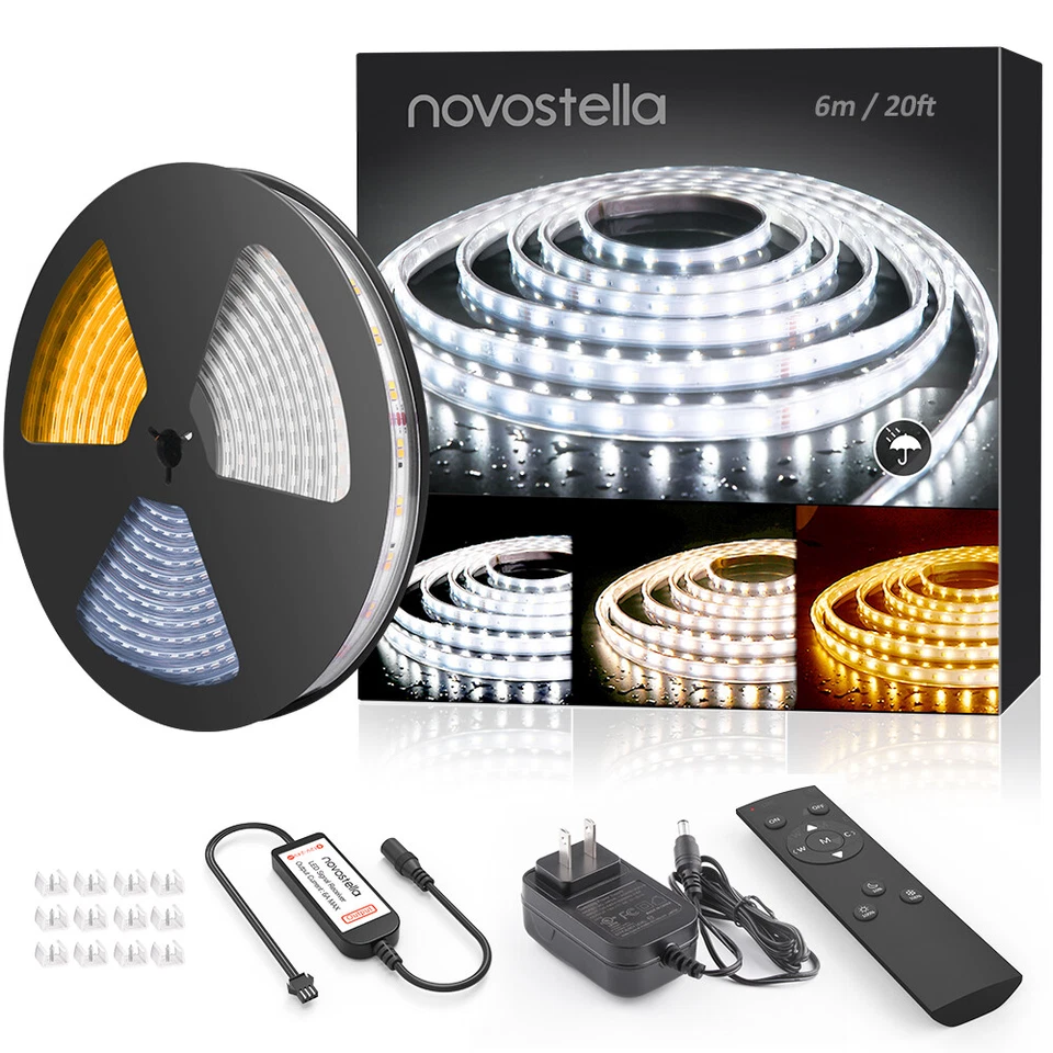 Novostella 6.6ft Tunable LED Strip Light Waterproof Tunable Warm/Daylight 6500K