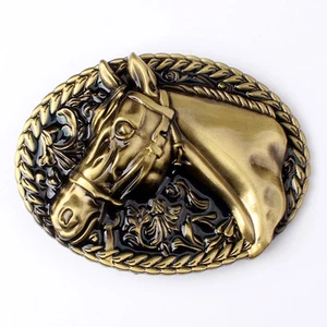 Hebilla de cinturón de caballo de bronce para hombre vaquero occidental nativo americano (HRS-01)  - Imagen 1 de 2