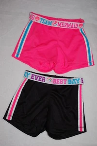 Girls 2 LOT SHORTS Casual Summer BLACK HOT PINK Mermaid M 7-8 L 10-12  - Picture 1 of 1