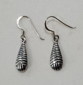 Lovely Singed Ma Sterling Silver Teardrop Dangle Hook Earrings - Picture 1 of 7