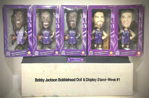 2003 SACRAMENTO KINGS COMPLETE SET OF 5 CARL'S JR BOBBLEHEADS ~ NIB *NO STAND* Cover