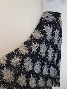 Vintage Skirt Long Maxi Floral Cotton Lined Retro Smart Black Bohemian Tall Boho - Picture 1 of 15