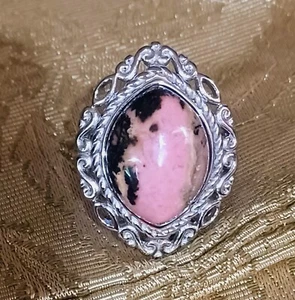 Sterling Silver & Rhodonite Ring 12.9g, 24.50ctw, Sz 8 NWOT Gift Women Natural - Picture 1 of 7