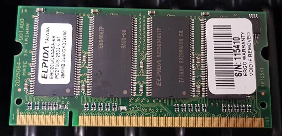 ELPIDA 256MB PC2700 333MHZ DDR1 LAPTOP MEMORY RAM SO-DIMM EBD26UC6AASA-6B DDR - Image 1 of 1
