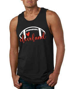 Camiseta sin mangas para hombre Fan of City of Cleveland de fútbol americano corazón rojo escritura con guión - Imagen 1 de 2