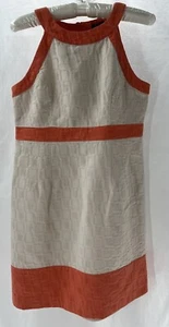 Abito donna Ann Taylor taglia 4P avorio arancione classico colorblock minimalista elegante - Foto 1 di 15