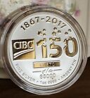 1 oz, 2017, Canada Pure Silver Coin, CIBC 150th Anniversary,  Medallion