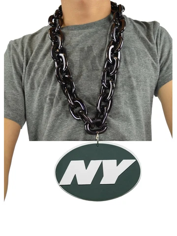 New NFL New York Jets BLACK Fan Chain Necklace Foam Made in USA Cover