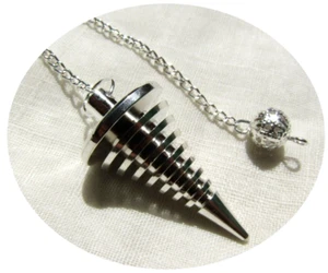 Solid Brass Silver Plated Spiral Metal Healing Pendulum Vortex Healing Dowsing. - Picture 1 of 4