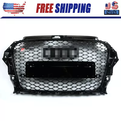 RS3 For 2013-2016 Audi A3 S3 8V Front hood Henycomb Bumper Grille Grill Gloss - Image 1 of 4