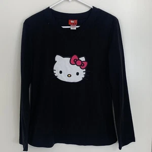 Girl's Hello Kitty Sleepwear Long Sleeve Shirt for Bedtime, Black, Sanrio Anime - Picture 1 of 7