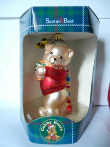 Santa's Best CUBBY BEARS mundgeblasen europäischer Stil Glas 2000 5 Zoll - Bild 1 von 2
