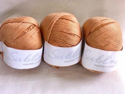 Lot of 3 Balls SUBLIME Egyptian Cotton DK Yarn Color 330 Orange Blossom - Image 1 of 3