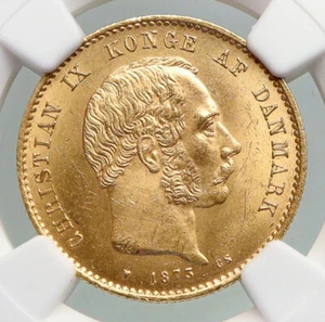 1873 DENMARK King Christian IX ANTIQUE VINTAGE Gold 20 Kroner Coin NGC i92191 - Picture 1 of 5