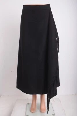 Falda midi Escada para mujer Rakama en capas flecos lana negra EE. UU. M UE 38 NUEVA CON ETIQUETAS $995 Foto 1 de 4
