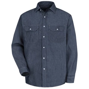 Red Kap Men's Long Sleeve Deluxe Denim Shirt - Picture 1 of 5