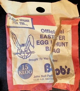 Borsa caccia uova di Pasqua ufficiale vintage 15 KLOG John Null Park Longview WA - Foto 1 di 2