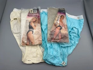 (2) Vintage 1990 Jockey For Her French Cut Panties - Size 8 Blue & Off White USA - Picture 1 of 8