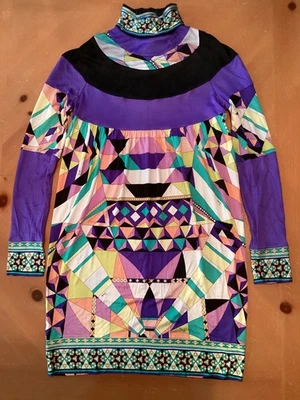 VINTAGE EMILIO PUCCI / ITALY SZ 36 / 8 US  SIGNATURE SILK DRESS **GOOD W/ FLAW** - Image 1 of 4