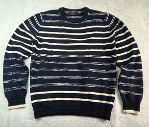 Balibaris Herren M Pullover Merinowolle extra fein blau gestreift Italy Made - Bild 1 von 10