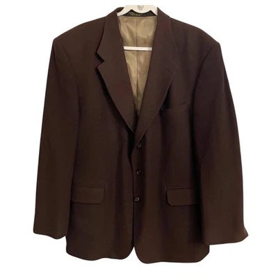 Oscar de la Renta Blazer Mens 48 R Brown Cashmere Blend Lambswool Sport Coat - Image 1 of 4
