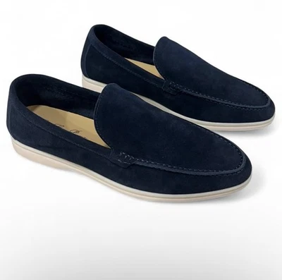 Mocassim masculino Loro Piana Summer Walk camurça azul marinho tamanho 42 - Imagem 1 de 4