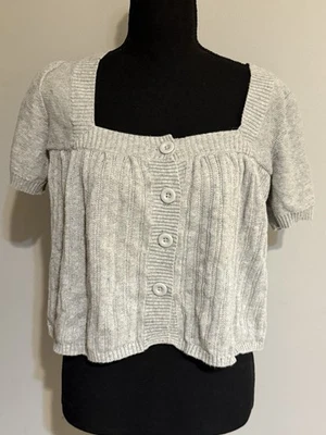 Cardigan Baby Doll Sweater Bella Swan Vintage Y2K Crop Cable Knit Cotton - Image 1 of 4