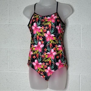 NWT Hurley One Piece Swimwear tropical print kids size 14/16 girls swimsuit - Picture 1 of 6