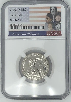 2022 D DR SALLY RIDE 25c NGC MS 67 PL American Women Quarter 🔥PROOF LIKE!🔥 - Image 1 of 2
