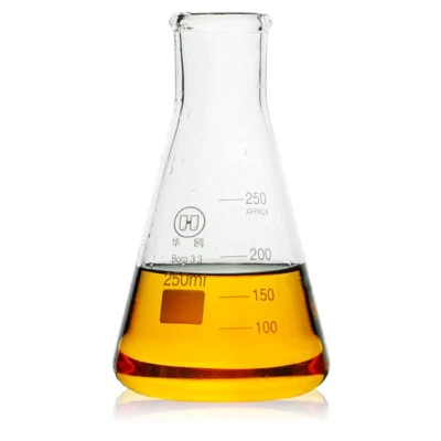 2PCS 250ml,Glass Erlenmeyer Flask,Laboratory Borosilicate Glass 3.3 Flasks - Image 1 of 2