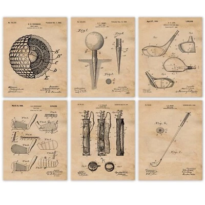 Vintage Golf Patent Prints 6 (8x10) Art Decor Home Work Office School Gym Course - Image 1 of 4