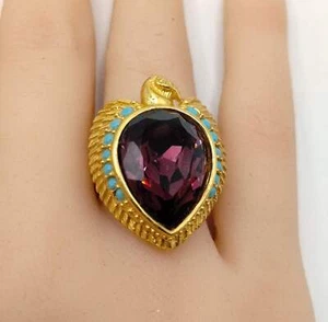 Vintage Designer Signed Avon Elizabeth Taylor Egyptian Revival Ring Size 7.5 - Foto 1 di 3