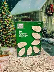 50-Home Accents Holiday Warm White LED Faceted Holiday C6 Lights Green Wire NEW - Picture 1 of 4
