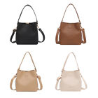 Preppy Style Solid Color Shoulder Bucket Bag Ladies PU Leather Vintage Handbags