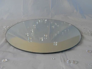 30 cm 12" Round Bevelled Edge Mirror Glass Candle Cake Plate Wedding Centrepiece - Picture 1 of 1