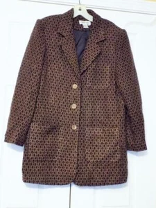 NEWPORT NEWS EASY STYLE BROWN BLACK ANIMAL PRINT COAT JACKET BLAZER - SZ  10 - Picture 1 of 1