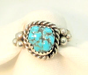 Turquoise Ring Size 5 3/4 Sterling Silver Southwest Design #708 - Picture 1 of 7