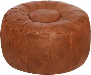 Unstuffed Handmade Moroccan round Pouf Foot Stool Ottoman Seat Faux Leather Larg - Picture 1 of 3