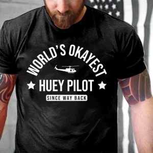 Veteran T Shirt World's Okavest Huey Pilot Classic T Shirt Veterans Day Shirt - Picture 1 of 4